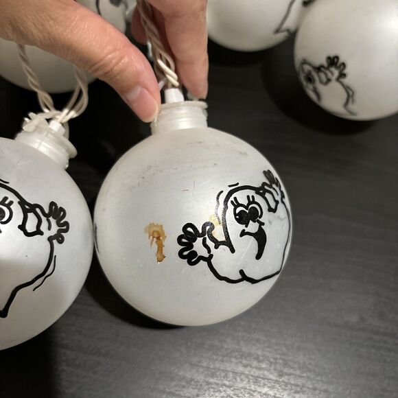 VTG 12 Barcana Halloween Ghost/Halloween Glass Ball String Light Decoration - Picture 7 of 10